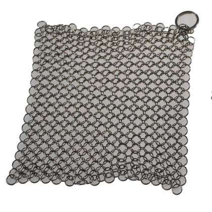 Cast iron cleaner 7 inch stainless steel chainmail scrubber